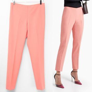 Carolina Herrera Crepe Skinny Pants High Rise Grapefruit Coral Pink Size 6 New
